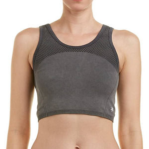 Splendid Seamless Mesh Distressed Crop Tank Top Gray
